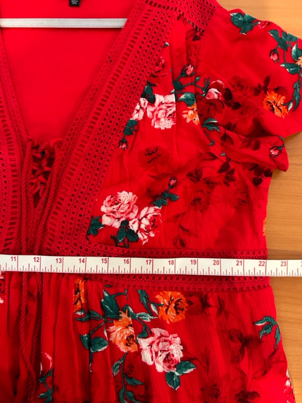 NWOT torrid Red Floral Crochet-Trim Midi Dress - Picture 10 of 13